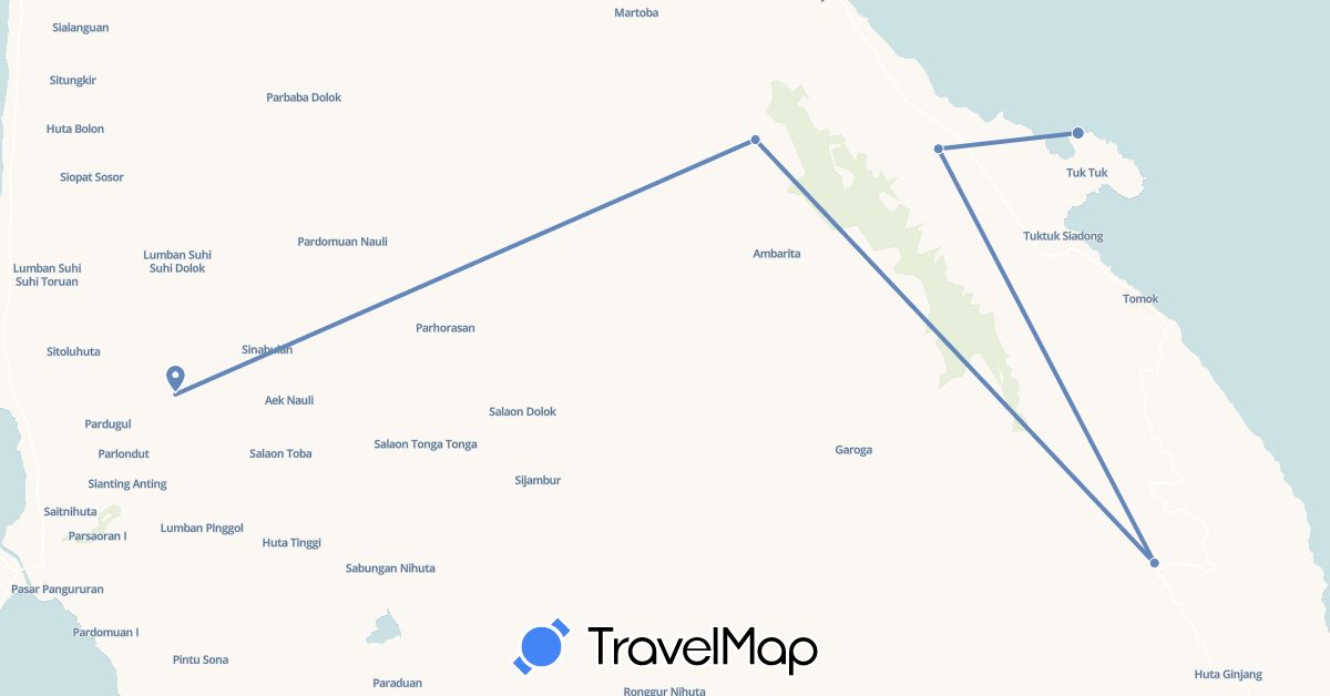 TravelMap itinerary: driving, cycling in Indonesia (Asia)